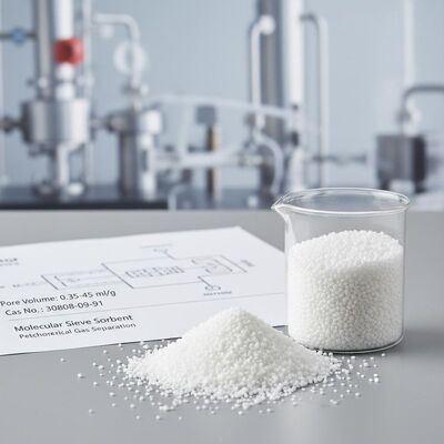 Moleculair zeefadsorbens met poriënvolume 0,35-0,45 ml/g en thermische stabiliteit tot 400 °C voor petrochemische gasscheiding