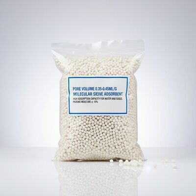 Moleculair zeefadsorbent met een porievolume van 0,35-0,45 ml/g en een wateradsorptie van ≥ 21,0% voor een hoge thermische stabiliteit tot 400°C