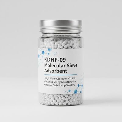 KDHF-09 Moleculair zeefadsorbent met een hoge wateradsorptie ≥ 21,0%, breeksterkte ≥ 90N/deeltje en thermische stabiliteit tot 400°C